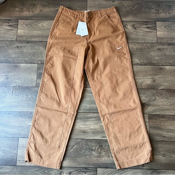 Nike Men's Life Double Knee Panel Pants Loose Fit Brown Waist 32 DQ5179-270 NEW